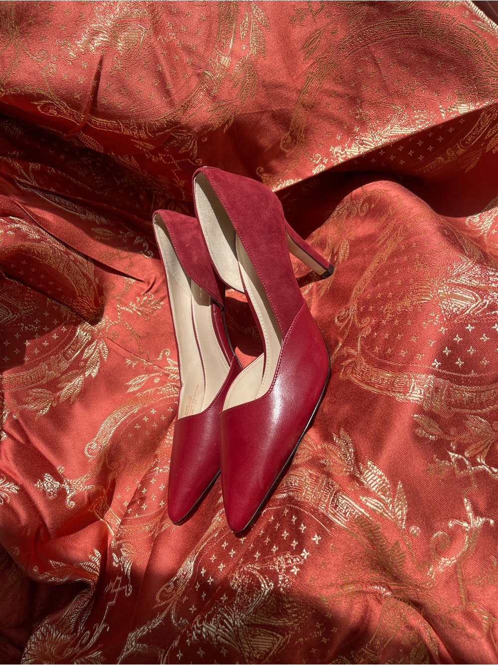 Cole Haan Women's Burgundy Pointed-Toe Leather Pumps - Picture 5 of 16